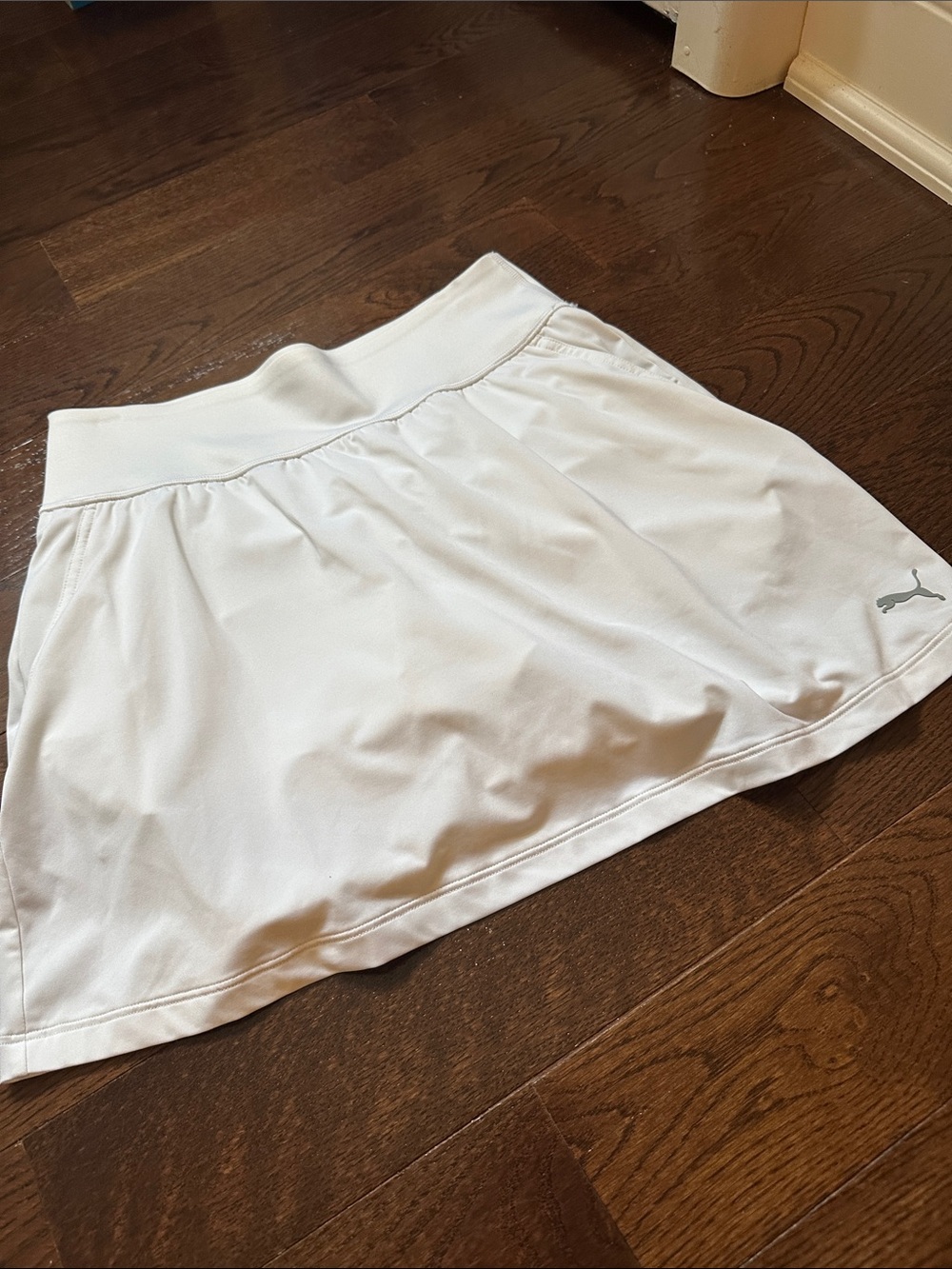 Puma White Circle Skater Tennis Skirt with Logo